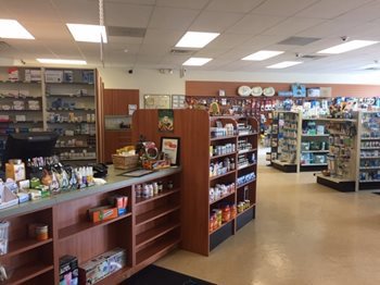 Shelves of product at Hampshire Pharmacy